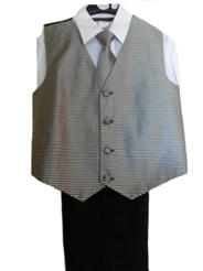 Sale! Milano Boys Microfiber Black Striped 4 Pc Vest Set