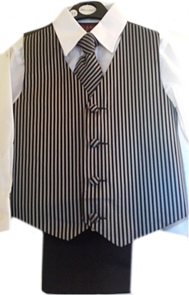 Black Striped Milano Microfiber Vest & Slacks Suit