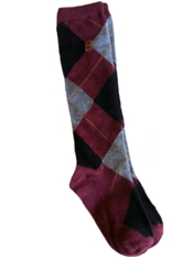 Boys Argyle Knee Socks - Burgundy