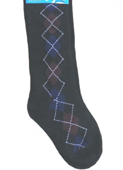 Boys Argyle Knee Socks - Black