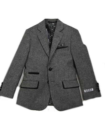A.X.N.Y. Boys Gray Tweed Wool Blazer