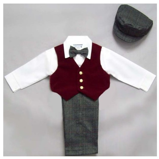 Close-Out Burgundy Vest Pants 5 - Piece Set - Size 1 (12m)