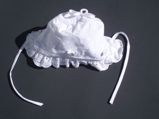 Infants White Eyelet Bonnet