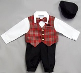 Infant Red Plaid Holiday Knicker Set