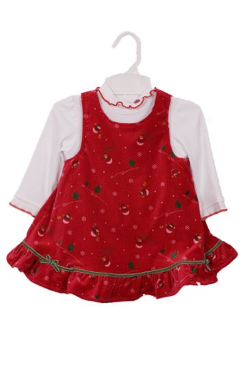 Promotional Snowflake Print Holiday Dress With Body Suit For Infants