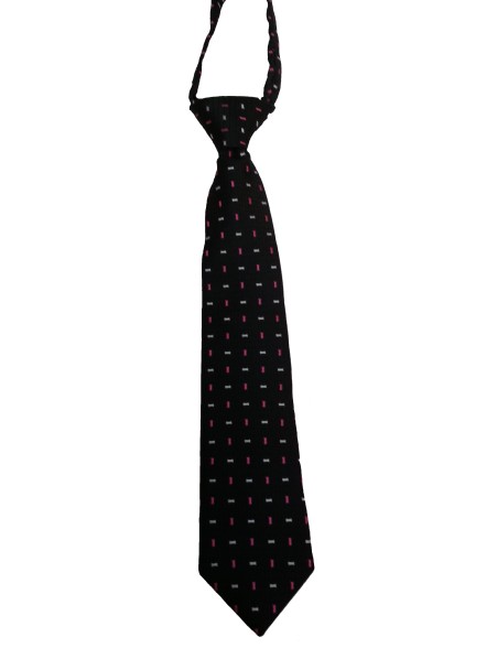 Boy's Microfiber Black Print Zipper Ties - 12 in.