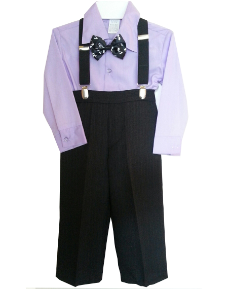 Suspenders & Pants Set - Lilac