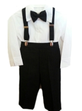 4 Pc Pants & Suspenders Set - White