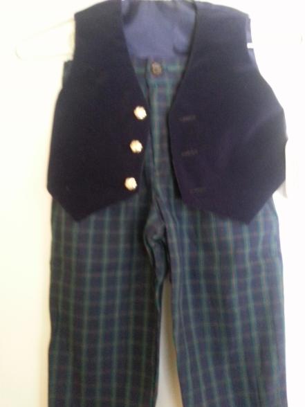 Toddler Boys Navy Blackwatch Plaid Pants w Vest