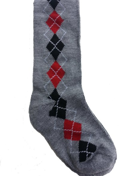 Boys Argyle Knee Socks - Gray & Red