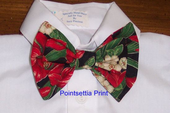 Boy's Handmade Christmas Patterned Bow Ties - Pointsettias