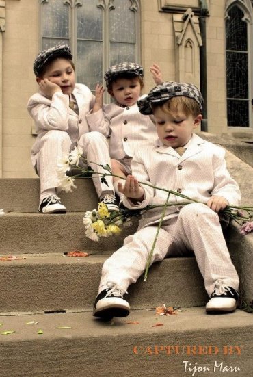 Lito Boys Khaki Striped Seersucker 4 Pc Suit