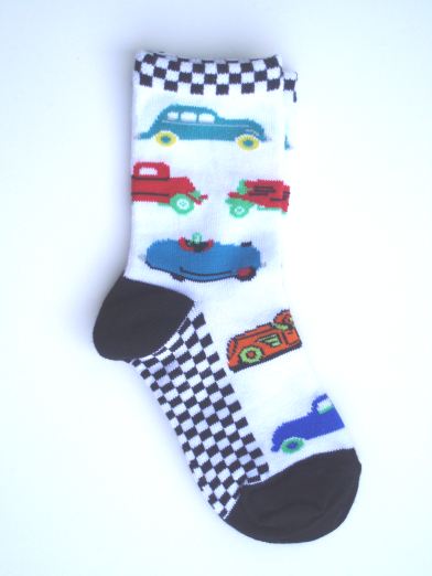 Checked Retro Car Socks - Toddler