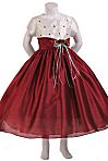 Clearance Burgundy & Ivory Silk Shantung Dress