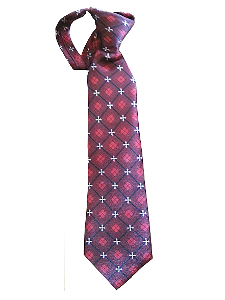 Dk Red Patterned Zipper Tie  - Toddlers