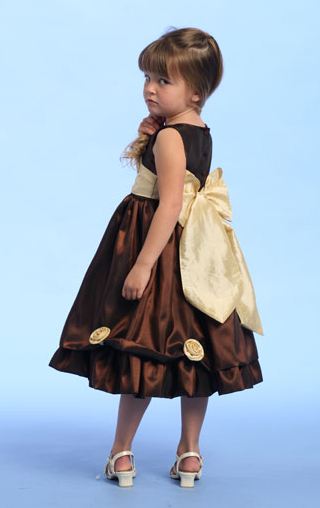 Blossoms Taffeta Dress in Brown SALE