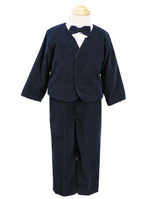 Infant Navy Velvet Eton And Pants