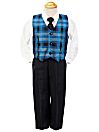 Blue Plaid Vest & Slack Set