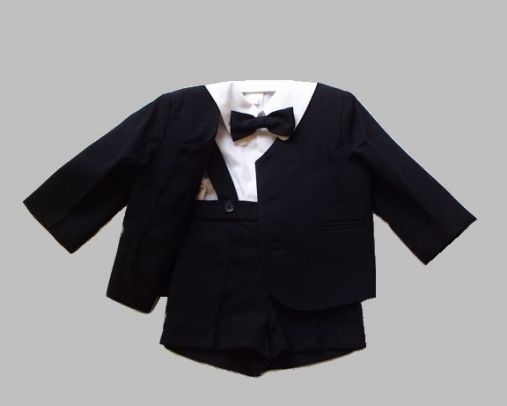 Close-Out 4 - Piece Black Rayon Ring Bearer Eton Suit