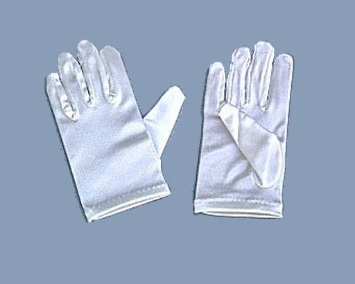 Girl's White Satin Wrist Length Gloves