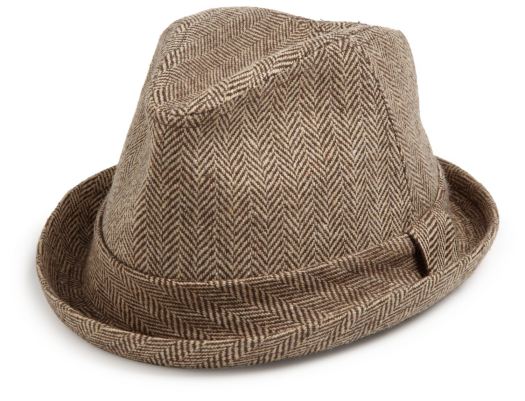 Brown Herringbone Tweed Fedora