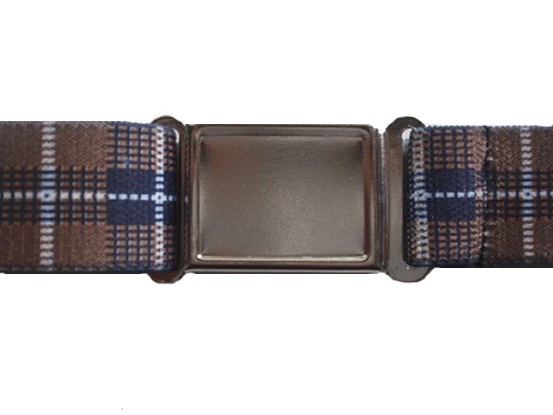 Magnetic Buckle Elastic Belts - Brown Plaid