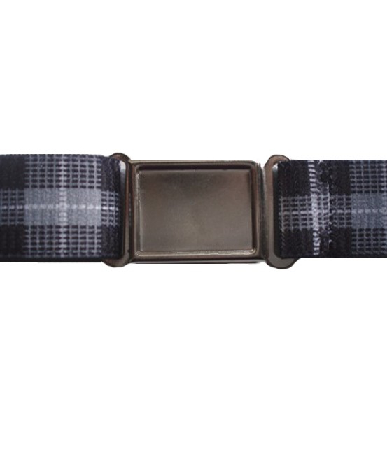 Magnetic Buckle Elastic Belts - Retro Gray Plaid