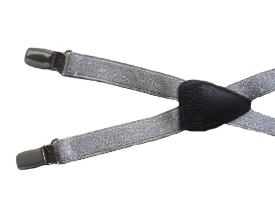 Silver Glitter Elastic Suspenders