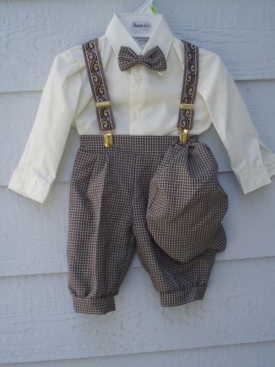 Infant and Toddler Brown Plaid  Knicker Set