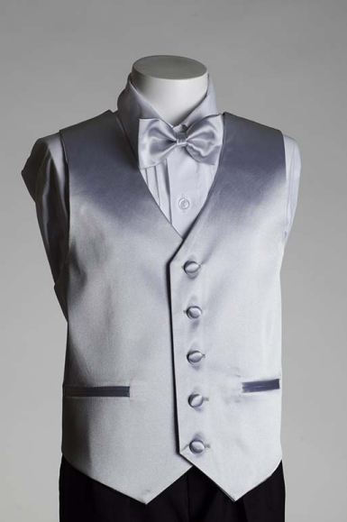 64% Off Close-Out Silver Satin Vest 3 Piece