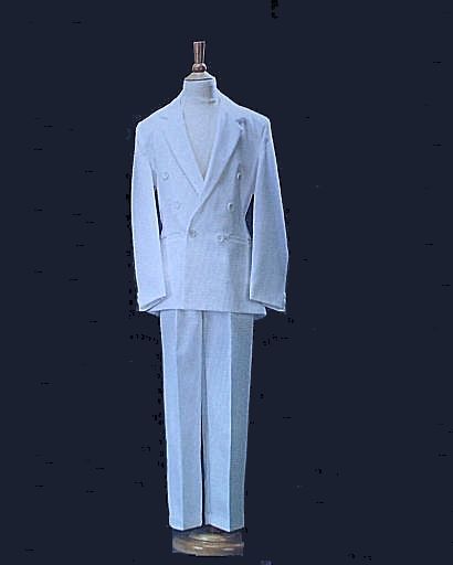 2 Piece Suit - White Husky Blazer Jacket And Husky Pants Communion
