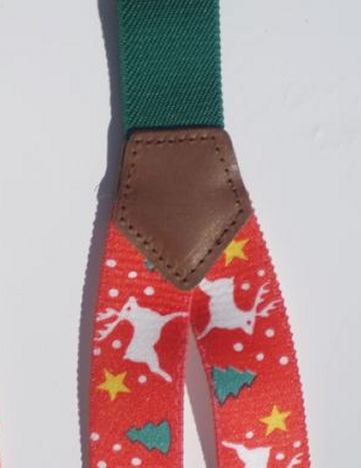 Holiday Reindeer Elastic Suspenders - Small